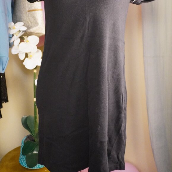 Tommy Hilfiger Black Knit Polo Dress White Trim M Summer Beachy Country Club - Picture 3 of 3